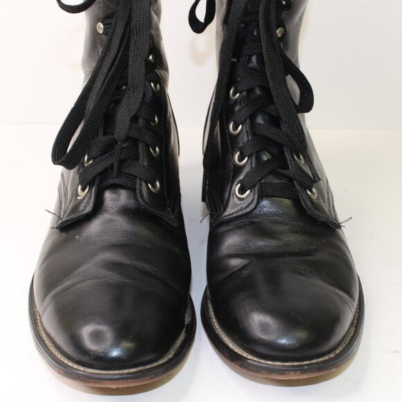 Laredo Black Leather Roper Kiltie Western Ankle Boots (9 US) - Picture 6 of 11